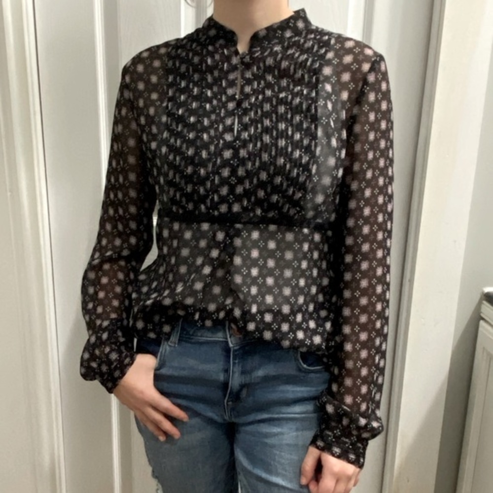 Apt 9 Black and Purple Sheer Blouse
